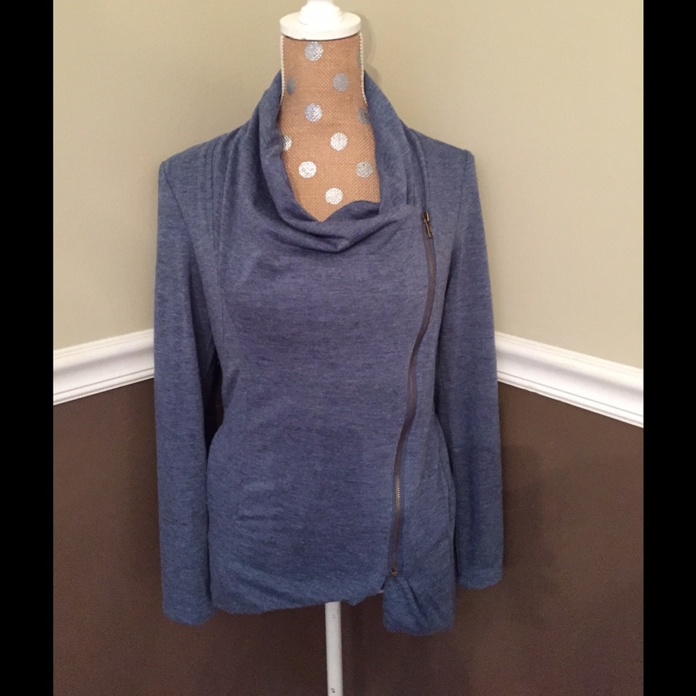 Blue Asymmetrical zip top